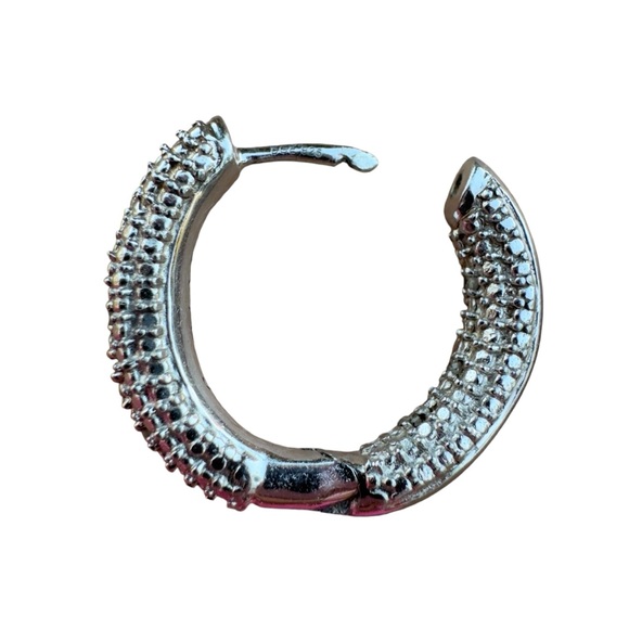 Bradford Exchange Sterling Silver Hoop Diamond Earrings Engraved I Love You 925 - Picture 3 of 5